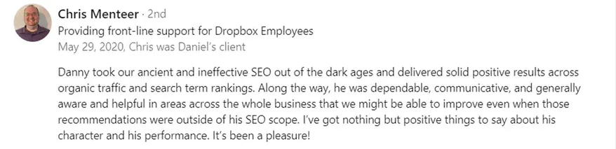 Σύσταση στο LinkedIn από τον Chris Menteer