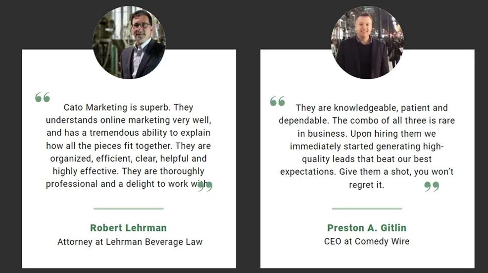Μαρτυρίες του Robert Lehrman, δικηγόρου στη Lehrman Beverage Law, και του Preston A. Gitlin, CEO της Comedy Wire